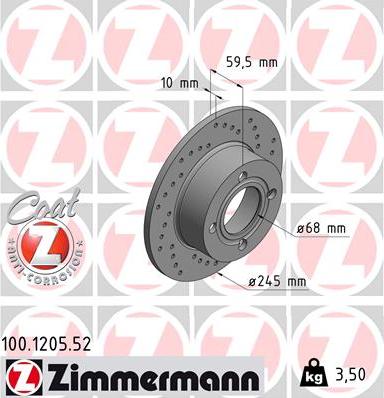 Zimmermann 100.1205.52 - Гальмівний диск autozip.com.ua