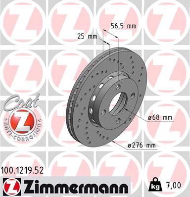 Zimmermann 100.1219.52 - Гальмівний диск autozip.com.ua