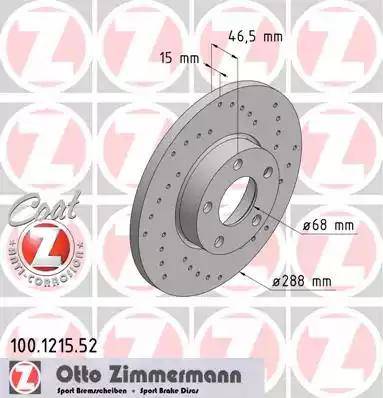 Zimmermann 100.1215.52 - Гальмівний диск autozip.com.ua