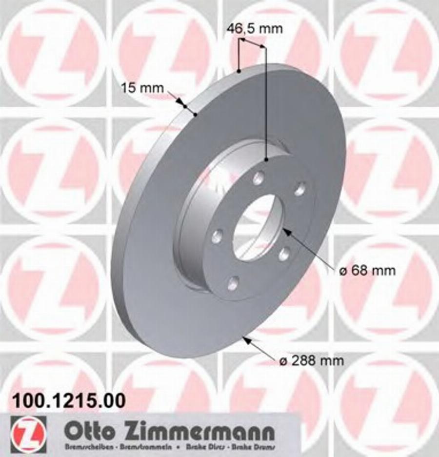Zimmermann 100 1215 00 - Гальмівний диск autozip.com.ua