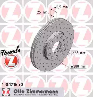 Zimmermann 100.1216.70 - Гальмівний диск autozip.com.ua
