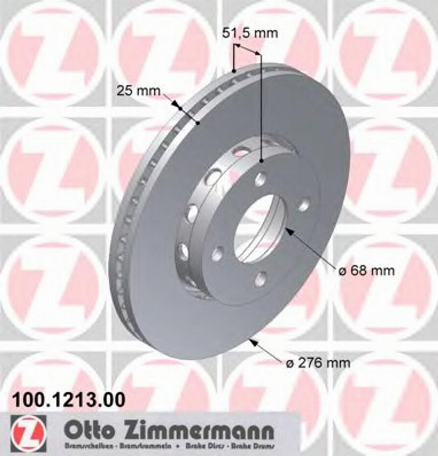 Zimmermann 100.1213.00 - Гальмівний диск autozip.com.ua