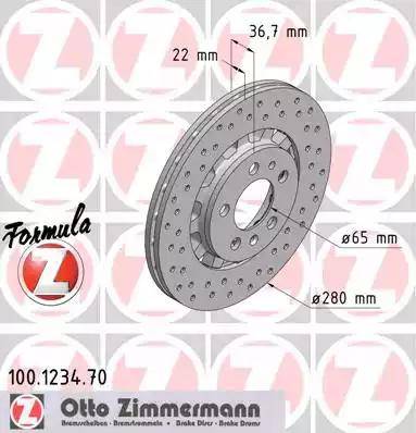Zimmermann 100.1234.70 - Гальмівний диск autozip.com.ua