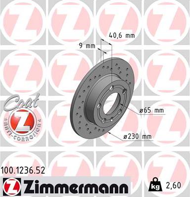 Zimmermann 100.1236.52 - Гальмівний диск autozip.com.ua