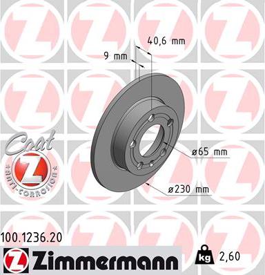 Zimmermann 100.1236.20 - Гальмівний диск autozip.com.ua
