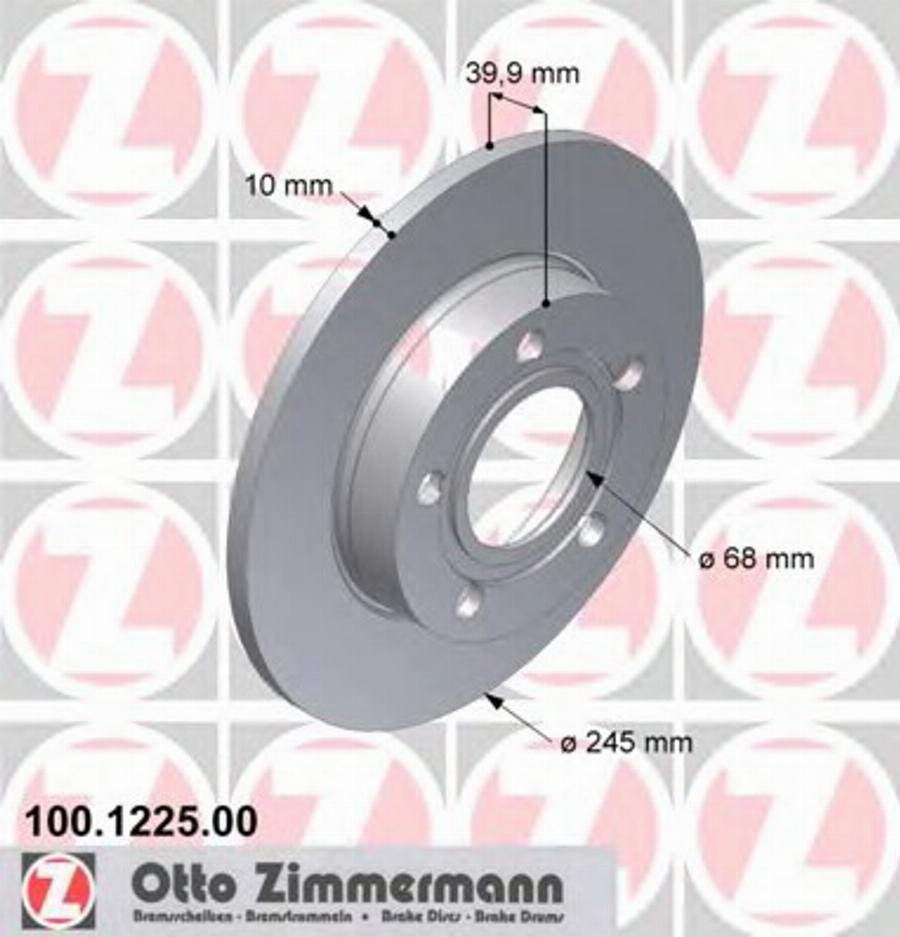 Zimmermann 100.1225.00 - Гальмівний диск autozip.com.ua