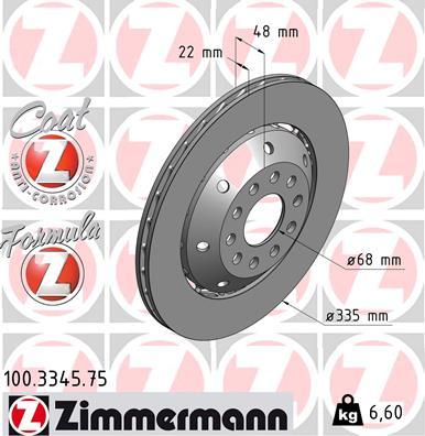 Zimmermann 100.3345.75 - Гальмівний диск autozip.com.ua