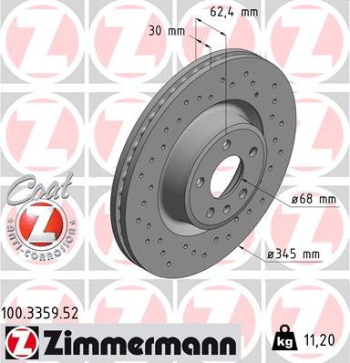Zimmermann 100.3359.52 - Гальмівний диск autozip.com.ua