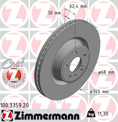 Zimmermann 100.3359.20 - Гальмівний диск autozip.com.ua