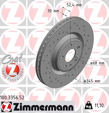 Zimmermann 100.3356.52 - Гальмівний диск autozip.com.ua