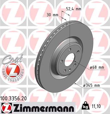 Zimmermann 100.3356.20 - Гальмівний диск autozip.com.ua