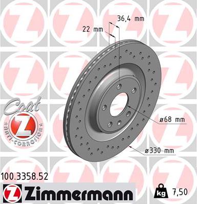 Zimmermann 100.3358.52 - Гальмівний диск autozip.com.ua