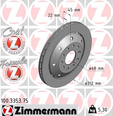 Zimmermann 100.3353.75 - Гальмівний диск autozip.com.ua