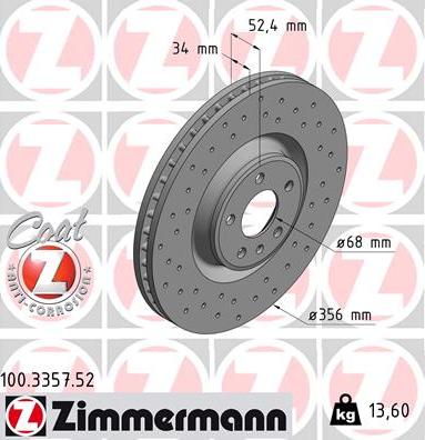 Zimmermann 100.3357.52 - Гальмівний диск autozip.com.ua