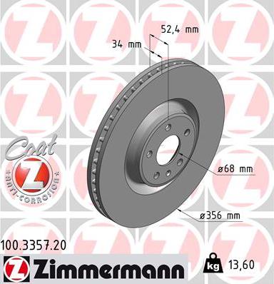 Zimmermann 100.3357.20 - Гальмівний диск autozip.com.ua