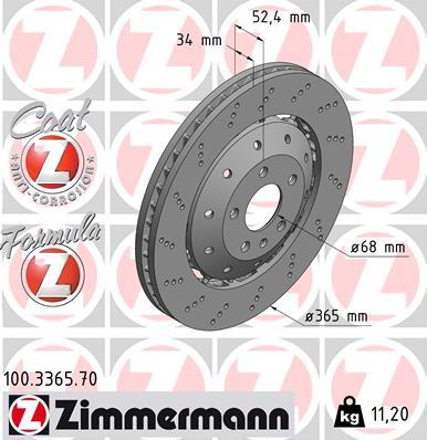 Zimmermann 100.3365.70 - Гальмівний диск autozip.com.ua