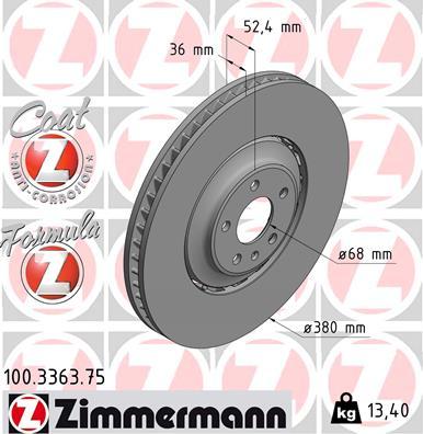 Zimmermann 100.3363.75 - Гальмівний диск autozip.com.ua