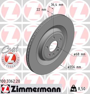 Zimmermann 100.3362.20 - Гальмівний диск autozip.com.ua