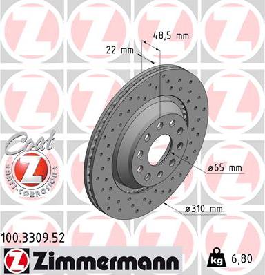 Zimmermann 100.3309.52 - Гальмівний диск autozip.com.ua