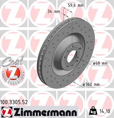 Zimmermann 100.3305.52 - Гальмівний диск autozip.com.ua