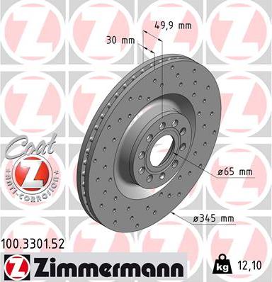 Zimmermann 100.3301.52 - Гальмівний диск autozip.com.ua