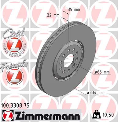 Zimmermann 100.3308.75 - Гальмівний диск autozip.com.ua