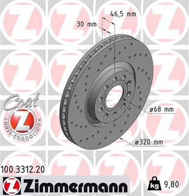 Zimmermann 100.3312.20 - Гальмівний диск autozip.com.ua