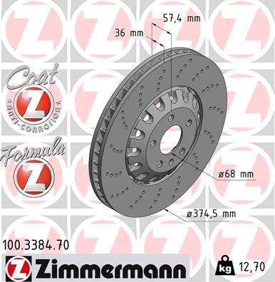 Zimmermann 100.3384.70 - Гальмівний диск autozip.com.ua