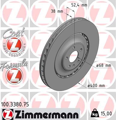 Zimmermann 100.3380.75 - Гальмівний диск autozip.com.ua