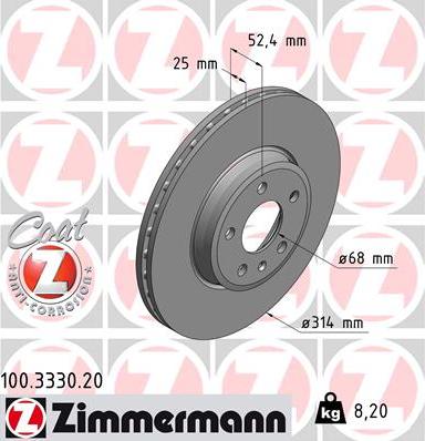 Zimmermann 100.3330.20 - Гальмівний диск autozip.com.ua