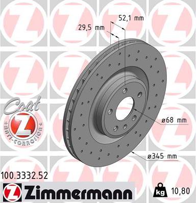 Zimmermann 100.3332.52 - Гальмівний диск autozip.com.ua