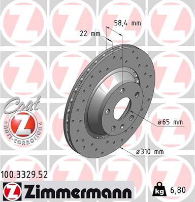 Zimmermann 100.3329.52 - Гальмівний диск autozip.com.ua