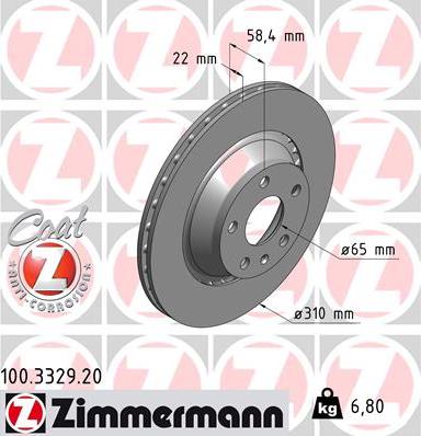 Zimmermann 100.3329.20 - Гальмівний диск autozip.com.ua