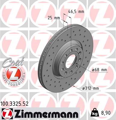 Zimmermann 100.3325.52 - Гальмівний диск autozip.com.ua