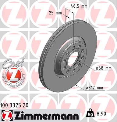 Zimmermann 100.3325.20 - Гальмівний диск autozip.com.ua