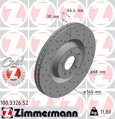 Zimmermann 100.3326.52 - Гальмівний диск autozip.com.ua