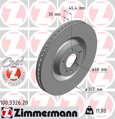 Zimmermann 100.3326.20 - Гальмівний диск autozip.com.ua