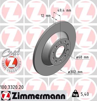 Zimmermann 100.3320.20 - Гальмівний диск autozip.com.ua