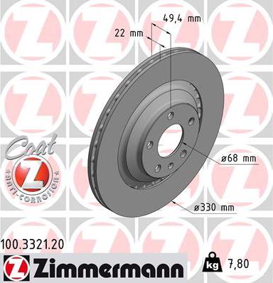 Zimmermann 100.3321.20 - Гальмівний диск autozip.com.ua