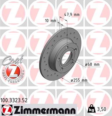 Zimmermann 100.3323.52 - Гальмівний диск autozip.com.ua