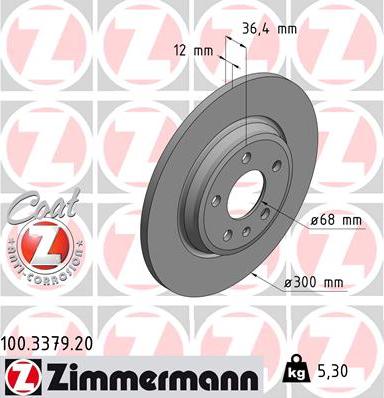 Zimmermann 100.3379.20 - Гальмівний диск autozip.com.ua