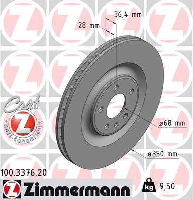 Zimmermann 100.3376.20 - Гальмівний диск autozip.com.ua