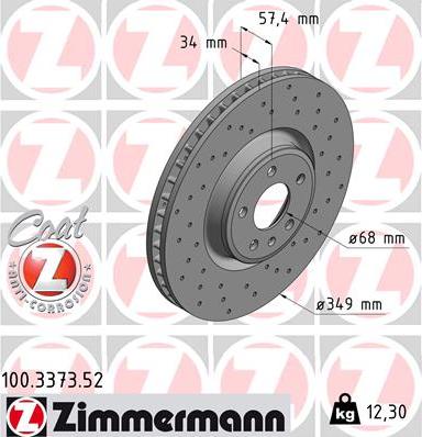 Zimmermann 100.3373.52 - Гальмівний диск autozip.com.ua