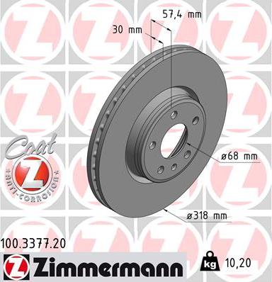 Zimmermann 100.3377.20 - Гальмівний диск autozip.com.ua