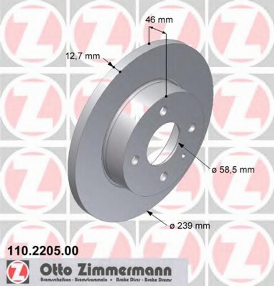 Zimmermann 110 2205 00 - Гальмівний диск autozip.com.ua