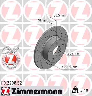 Zimmermann 110.2208.52 - Гальмівний диск autozip.com.ua