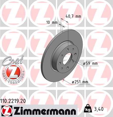 Zimmermann 110.2219.20 - Гальмівний диск autozip.com.ua