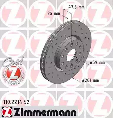 Zimmermann 110.2214.52 - Гальмівний диск autozip.com.ua