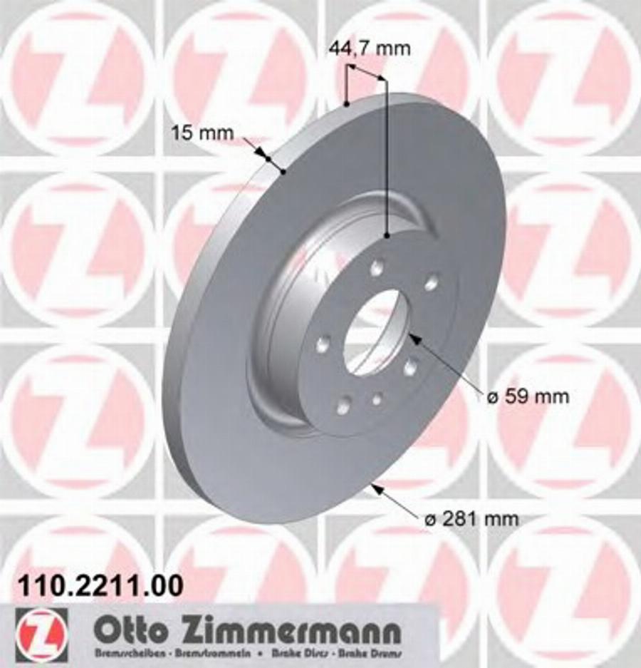 Zimmermann 110.2211.00 - Гальмівний диск autozip.com.ua