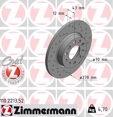 Zimmermann 110.2213.52 - Гальмівний диск autozip.com.ua